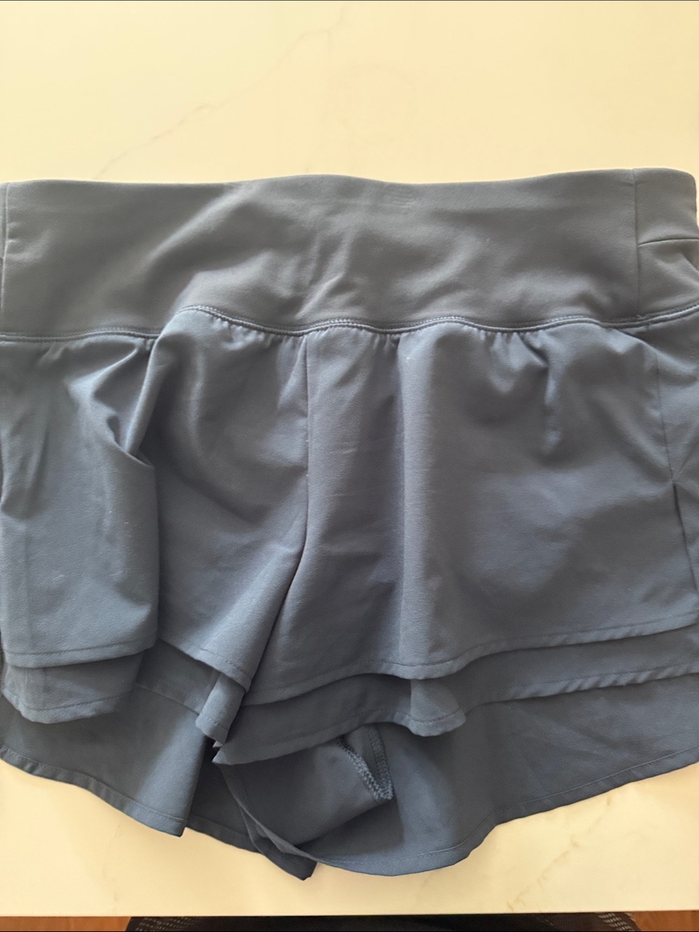Calla Women’s Ruffled Active Shorts in Slate Blue like new